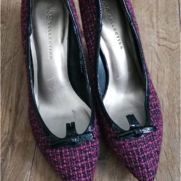 Marks & Spencer Shoes - Marks & Spencer Pink Berry Tweed Pointed-Toe Flats